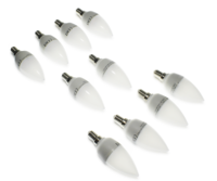 Lot de 10 ampoules led flamme, E14, 6W, 180°, 470 lm, blanc froid 