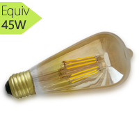 Ampoule filament led E27, type ST64, 5W, blanc chaud, ambre
