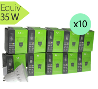 Lot de 10 ampoules led GU10 5W, 390 lm, 120°, blanc chaud Forever light