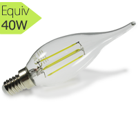 Ampoule led filament, coup de vent, E14, 4W, 300°, blanc froid I Light