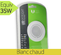 Spot orientable Gu10 5W + support orientable blanc 3000k Forever light