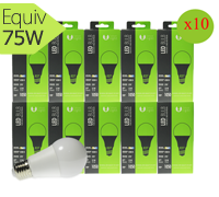 Pack de 10 ampoules led E27, 12W, 270°, blanc neutre Forever light