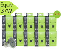 Lot de 10 ampoules led GU10, 4,5W, lumière chaude Forever light
