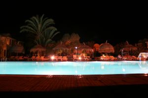 swimming pool by night